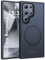 HuwaiH Handyhülle für Samsung Galaxy S24 Ultra Hülle, [Kompatibel mit Mag-Safe] 12FT Militärgrad Stoßfeste Kratzfeste Schutzhülle, Transluzente Matte Hülle für Samsung S24 Ultra(Schwarz)