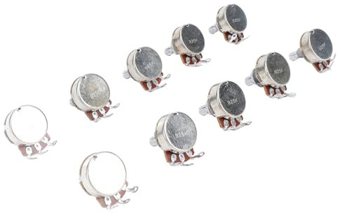 10 Teiliges Gitarren Potentiometer, 18mm Schaft 25K Bass Metrisch M8 E Bass Gitarren Töpfe für E Gitarren Volumen Klangregelung Teile (B25K)