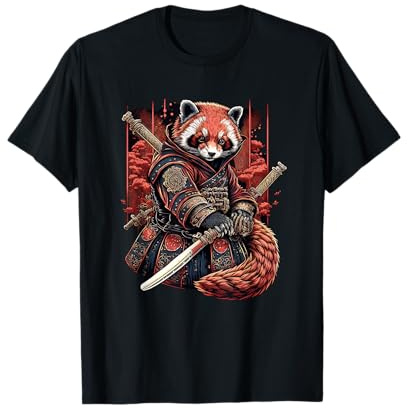 Roter Panda, Samurai-Krieger, japanische Kunst T-Shirt