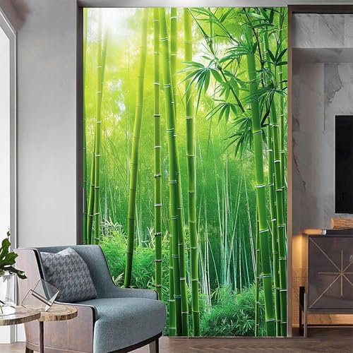 Papier peint autocollant amovible en bambou de style chinois pour salle de bain