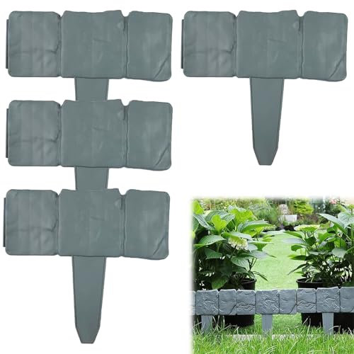 Bordures de Jardin, Bordure de pelouse en Plastique, Bordure de Jardin, Palissade Fleurs Clôture de Jardin Décorative, Plastique Bordure de Massif, pour Pelouse, Parterre de Fleurs, 4 Pièces