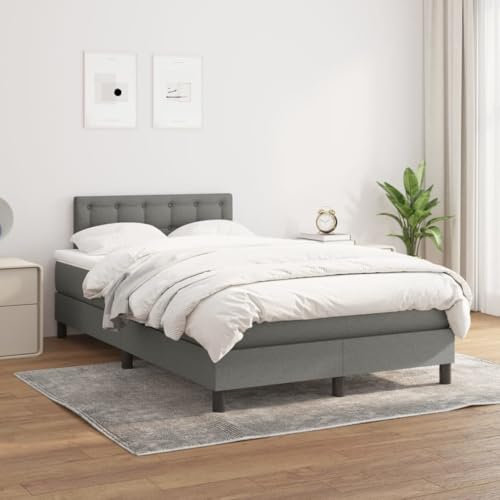 KOIECETA Boxspringbett mit Matratze Doppelbett Polsterbett Bettgestell Lattenrost Bett Bettrahmen Hotelbett Schlafzimmerbett Dunkelgrau 120x200 cm Stoff