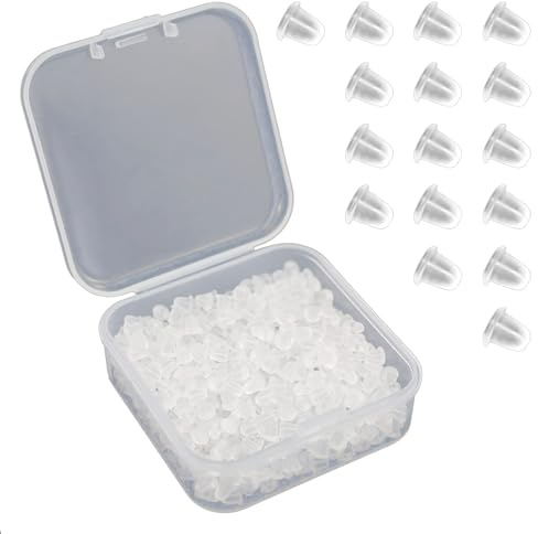 500 pezzi Orecchini con chiusura in silicone, ferma orecchini in silicone, gommini per orecchini, 4 x 4 mm, per orecchini da indossare tutti i giorni, decorazione fai da te