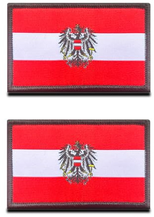 2 Stück Österreich Adler Patches Militär Taktische Abzeichen Bestickt Stickerei Emblem zum Hook and Loop auf Applikationen Kleidung,Uniformen, Rucksack,Mützen,Jeans,Jacken,Hosen,DIY-Zubehör.