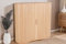Riess Ambiente Retro Highboard Valhalla Wood - 110cm - Natur - Eichenholz mit Schiebetüren 6 Fächer Hochkommode Schrank Rolladen Japandi