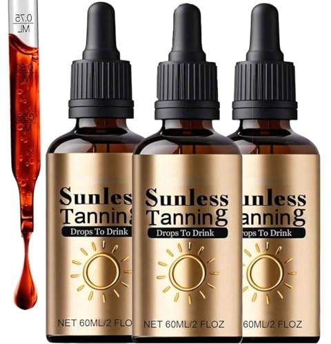 Sunless Tanning Drops To Drink, Bräunungstropfen Zum Trinken, Natürliche Tanning Drops Trinken, Selbstbräuner Für Körper Und Gesicht, Ohne Sonnenschäden, Schnelle Bräunung (3-PCS)