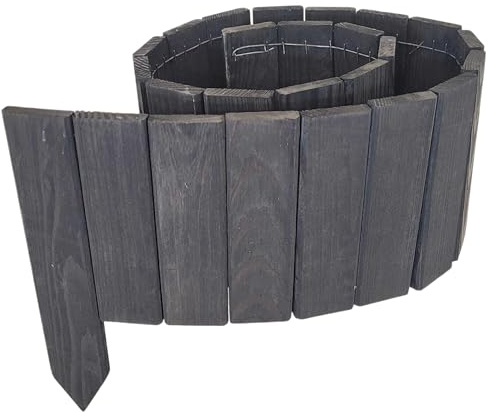 WEECO Holzzaun Garten 550 cm – 5er Set – 110x10 cm – Pflöcke 20 cm – Farbe Anthrazit – flexibler dekorativer Beeteinfassung Zaun