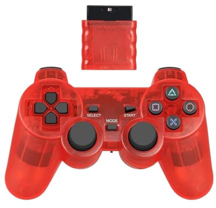 Wireless Controller Wireless Controller For PS2/PS1 Gamepad Dual Vibration Shock For So&ny Pl&ay&st&at&io&n 2 Joypad Joystick Controle USB PC Game Console(Red)