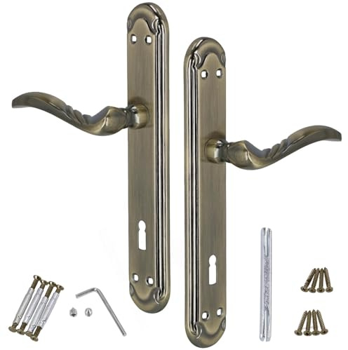 KOTARBAU® Türgriff Türschloss 90 mm BB Türbeschlag ZnAl Langschild Türgriffe Türdrückergarnitur Innentüren Lange Rosette Drückergarnitur Türbeschlag Türdrücker Türklinke dekoriert patiniert
