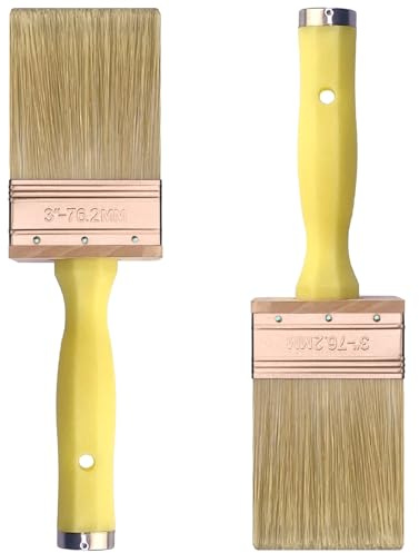 Great Andrew 3 Inch Deck Stain Brush, 2 Pack, Wide Large Brush | Staining Wood Wall Fence, Lime Wash Paint Applicator for Smooth Textured Surfaces, Home Repair Painters Tools