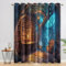 SZLYZM Vorhänge Fantasie Bibliothek, Verdunkelungsvorhang 2er Set - Vorhang Blickdicht Mystisch Muster, Thermovorhang für Deko Wohnzimmer Schlafzimmer, Gardinen mit Ösen 137x117 cm (HxB) Q-&E146