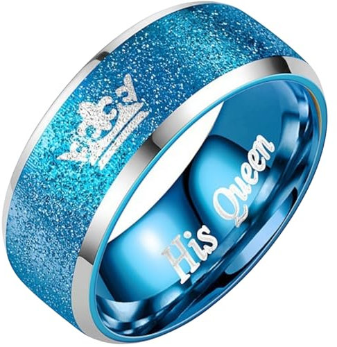 King Queen Crown Paar-Ringe, Titanstahl, passende Bänder, königliches Design, Schmuck für Paare, Geschenk für Sie und Ihn, 38