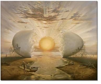 Kunst Salvador Dali Abstrakte Eier-Sonnenstrahlen Leinwandgemälde Poster und Drucke Wandkunst Bilder für Wohnzimmerdekor 70x100cm (28x39 Zoll) Rahmenlos