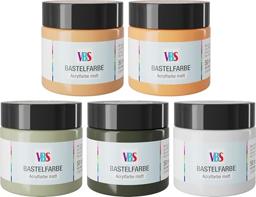 VBS Set de peinture acrylique Nature 5x50ml résistant à l'eau, à la lumière et à l'odeur, sans solvant Peinture