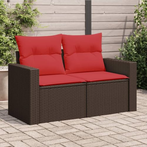 Mimdixy Sofa Set Rattan Gartenmöbel, Gartensofa mit Kissen 2-Sitzer Braun Poly Rattan für Gartens, Outdoor, Terrasse Balkon
