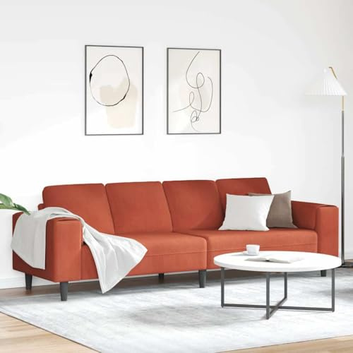 QUAHEAS Modernes U-förmiges Cord-Sofa, Rot-Orange, 250 cm breit, mit Kissen, atmungsaktiv, für Wohnzimmer, strapazierfähig und bequem