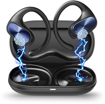 Voistek Écouteurs Bluetooth 5.3 Sport, 45h Autonomie Casque sans Fil Bluetooth, Stéréo HiFi Bass, Étanche Ipx6, Microphone Enc Réduction De Bruit, Recharge USB-C, Casque pour Course Et Fitness