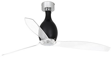 Faro Barcelona Eter 32026 Ventilator ohne Licht, Metallgehäuse, Polycarbonat und Glas, Schwarz