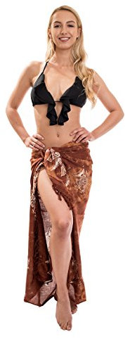 Ciffre Sarong Pareo Wickelrock Strandtuch Tuch Schal Hüftrock Lunghi Dhoti Fische Braun