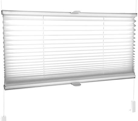 Tropik Home Pleated Blinds 18 Width Sizes, 6 Colours Easy Fit Install Plisse Conservatory Blinds, White, 45cm Wide by 100cm Drop
