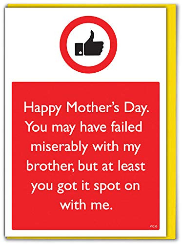 Brainbox Candy - Funny Mother's Day Card - 'Spot On With Me Mother's Day - Brother' - Perfect Hilarious Joke Card For Mum To Go With A Mothers Day or Birthday Gift