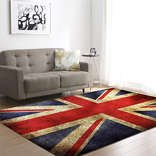 Mengjie Home Lavabile Tappeti di Design per Salotto Spessore Bandiera Inglese 7mm Arredamento Interno Yoga Tappeto Soggiorno e Camera da Letto 120 * 180CM