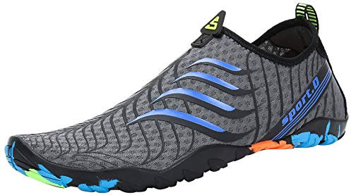 SAGUARO Homme Femme Chaussures pour Piscine et Plage Chaussons de Plongée d'eau Chaussettes Aquatiques pour Sports Nautiques Natation Surf Voile Mer Rivière, Silex Gris, 43 EU