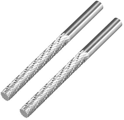 sourcing map HSS Rotary Files 1/4 Shank, Double Cut Top Flat Cylinder Shape Rotary Tool 6mm Dia, for Die Grinder Drill Bit Wood Soft Metal Carving Polishing Model Engineering, 2pcs