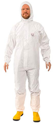 Protec Classic Overall Chemikalienschutzkleidung Schutzanzug EN14126 Kategorie 3 Typ 5/6 weiß XXL