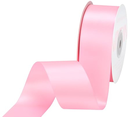 VATIN 38mm Wide Double Faced Polyester Pearl Pink Satin Ribbon Continuous Ribbon- 23 Metre, Perfect for Wedding, Gift Wrapping, Bow Making & Other Projects