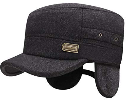 JINTN Unisex Winter Armee Flat Cap Wintermütze mit Ohrenschütze Warm Vintage Cotton Baseballmütze Kappe Baseballcap Wandern für Herren