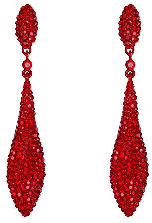 EVER FAITH Damen Österreich Kristall Doppel Waterdrop Durchbohrte Ohrringe Rubin Farbe Rot-Ton