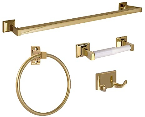 Design House Millbridge 4-Piece Bath Accessory Set, Polished Brass