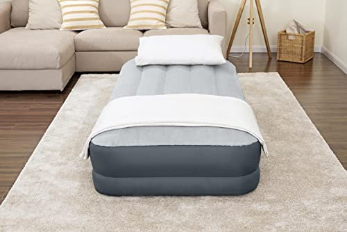 SleepLux - Materasso ad aria per letto singolo, super morbido, extra resistente, con cuscino incorporato, letto ad aria da 15 pollici, pompa integrata + caricatore USB singolo