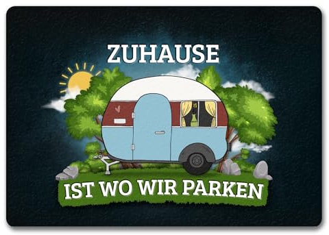 trendaffe Zuhause ist wo wir parken Fußmatte randlos mit Camping Motiv
