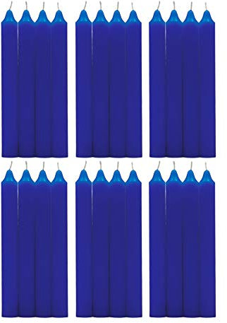 H Hansel Home - Leuchterkerzen 24 Stück, Kronkerzen Durchmesser 1.8 cm, Länge 17.5 cm,blau Farbe