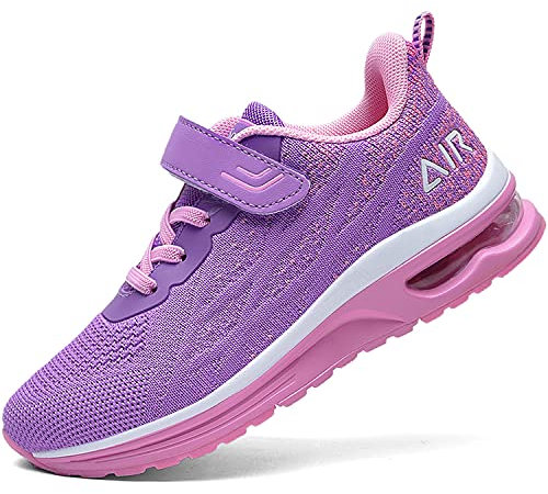 PERSOUL Air Shoes - Scarpe da ginnastica per ragazzi, ragazze, bambini, tennis, sport, atletica, palestra, corsa, Rosa-viola, 23.5 EU