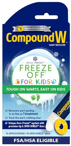 Compound W Freeze Off Wart Remover for Kids, 15 Wart Removal Applications & 18 Skin Shield Discs
