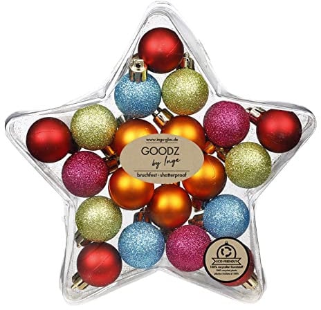Weihnachtskugeln Kunststoff 3cm x 20 Stück bruchsicher klein (Mille Fiori)