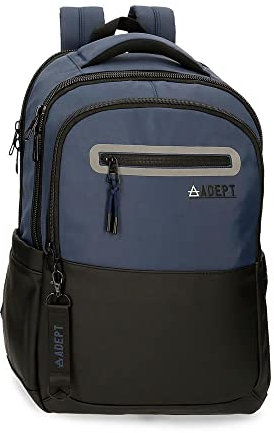 Adept Arker Rucksack für Laptop, anpassbar, 15,6 Zoll, Blau, 31 x 44 x 15 cm, Polyester und PU, blau, Anpassbarer Laptop-Rucksack