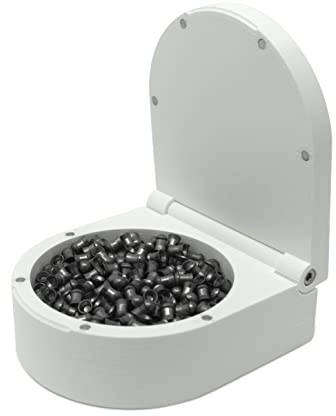Kube3d Pellet Ammunition Case (Round) – Hard Plastic Protective Cover, Flip Lid Magnetic Ammo Box for Air Rifle Storage and Safety (White, Fits: 500 x .22 Pellets)