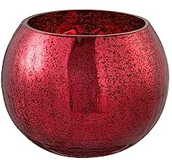 WINDLICHT Kugel RISSIG Glas GLÄNZEND ROT MEDIUM