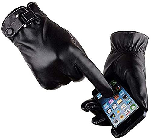VICSPORT Herren Touchscreen Texting Lederhandschuhe Winter Warm Schwarz Weiche Handschuhe Kaschmir Futter