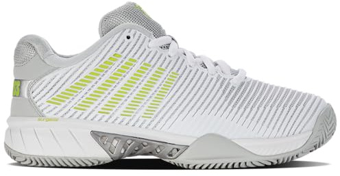 K-Swiss Performance Damen Hypercourt Express 2 HB Tennis Shoe, White/Gray Violet/Lime Green, 41 EU