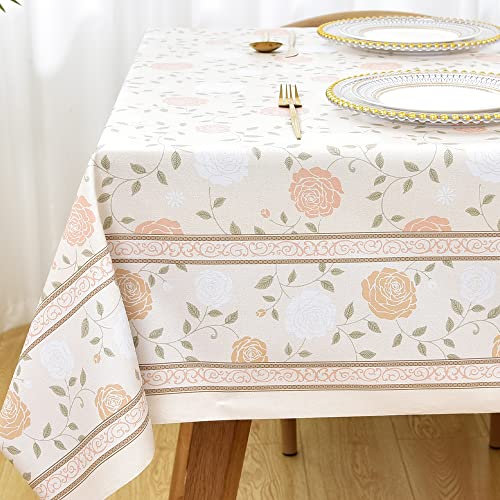 Plenmor Wachstuchtischdecke Plastik Tischdecke Wetterfest, Wachstischdecke Table Cloth Waterproof Wachstuch Tischdecke Rechteckig für Küchen, Party, Tischtuch Outdoor (Rosen, 137 x 185 cm)