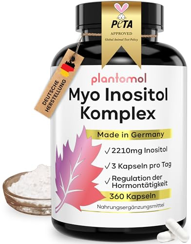 Hormon Balance Frauen - Myo-Inositol D Chiro Inositol Kapseln - plantomol® | 360 Myo-Inositol Kapseln mit Folsäuren Vitamin A & B6 für die Hormonregulierung sowie Chrom für die Blutzucker-Regulation