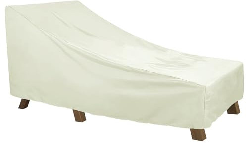HYPIQQ Gartenliege Abdeckung Wasserdicht Schutzhülle Für Sonnenliege Winterfest Abdeckhaube Liegen Liegestuhl Auflage Gartenmöbel Abdeckplane,Beige,198 * 90 * 41CM