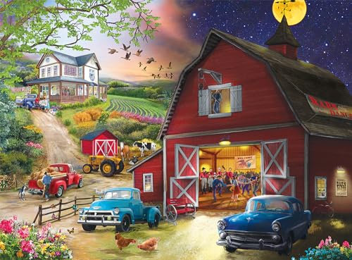 Buffalo Games - Farm Life Night and Day - 1000 Teile Puzzle für Erwachsene Herausforderndes Puzzle Perfekt für Spieleabende - Fertige Größe 26,75 x 19,75