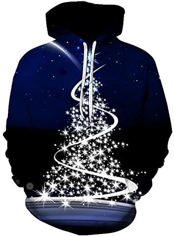 Sweatshirt Herren Weihnachten Neu Christmas Pullover Vintage Herren Weihnachtspullover Oversized Hoodie Herren Weihnachten Loose Weihnachtspullover Herren Lustig Teddy(x-Dunkelblau,XXL)