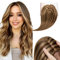 Elailite Clip in Toupet Frauen 30cm 40g, Topper Haarteil Echthaar, Seide Basis Clip in Hair Topper, Extensions Haarverlängerung 130% Dichte Remy Silk Base Glatt 12 Balayage Dunkelblond